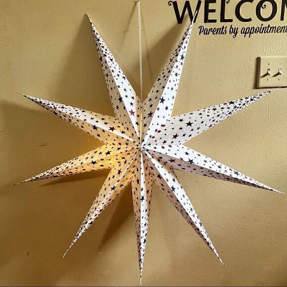 Americana Paper Star 9 point Really Huge Paper Star Decor 43” Perfect For july 4 - Picture 3 of 8